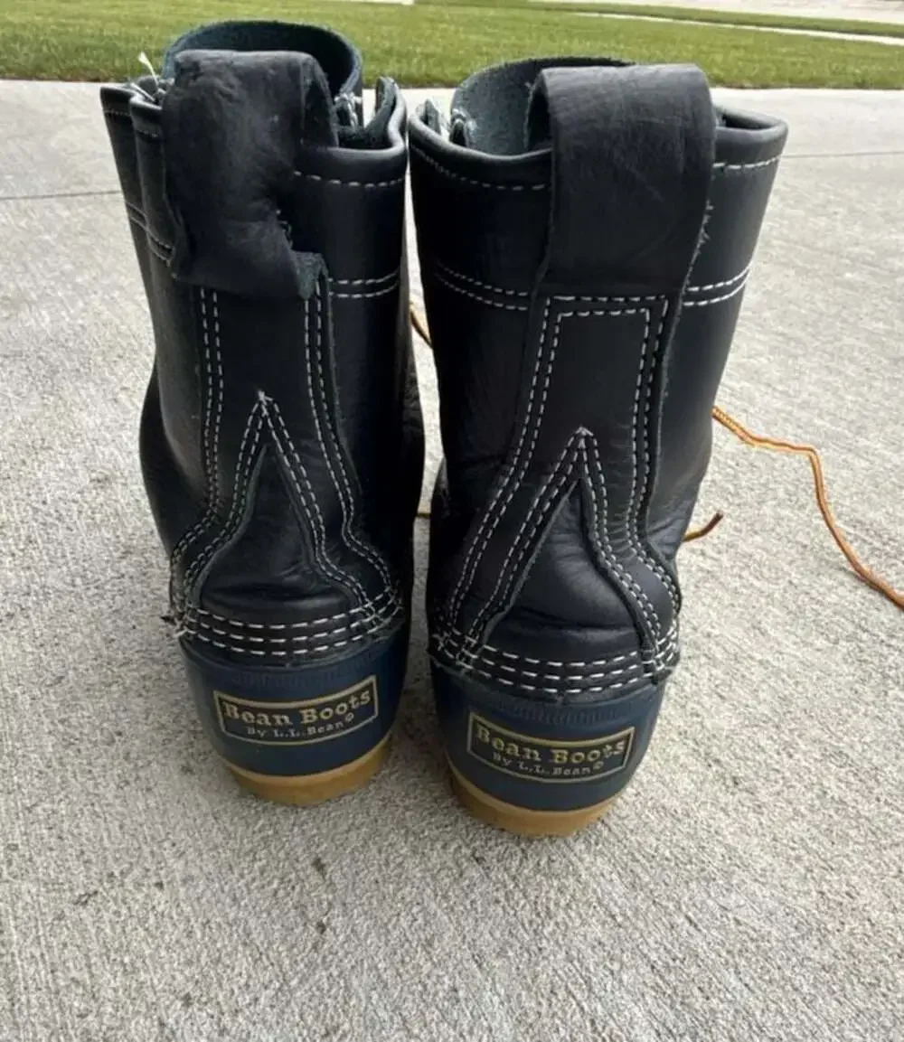 L.L. Bean Bean Boots 8-Inch Leather Duck Boots Navy Blue Size 9M